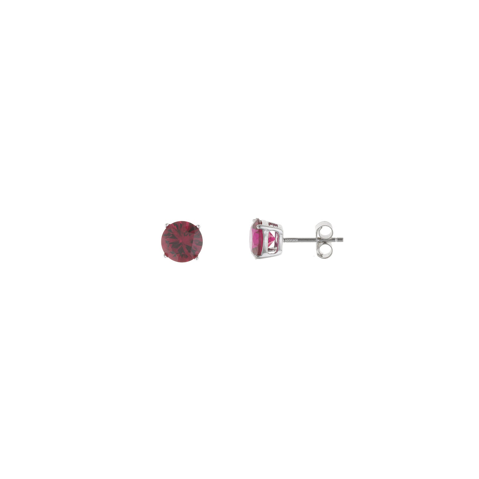 EARRING SILVER 925 RHODIUM BRILLANTE CZ RUBY