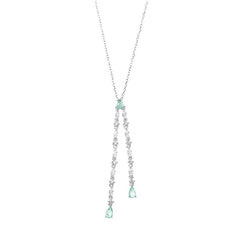 NECKLACE SILVER 925 RHODIUM TWO STRIP CZ WHITE