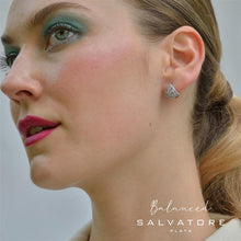 Load image into Gallery viewer, TRINGULA - EARRING SILVER RHODIUM RING TRIANGLE CZ MULTICOLOR