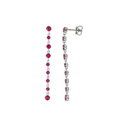 EARRING SILVER RHODIUM STRIP CZ RUBY BRIGHT