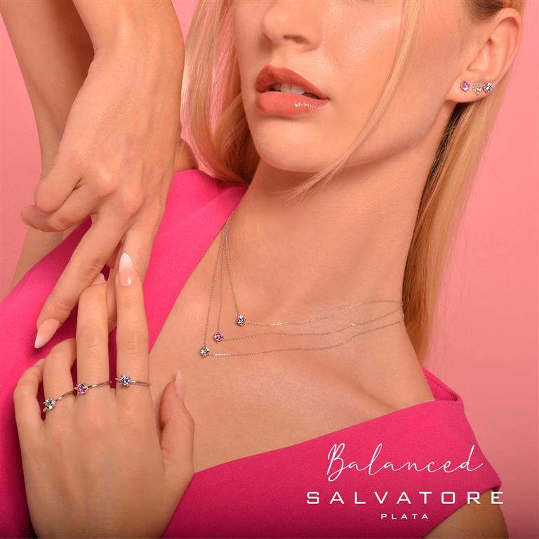NECKLACE SILVER 925 RHODIUM BRILLIANT CZ LAVENDER