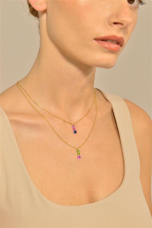NECKLACE SILVER 925 PLATED GOLD CZ TWO