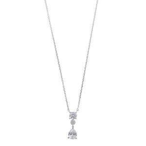 NECKLACE SILVER 925 RHODIUM CZ WHITE BRIGHT