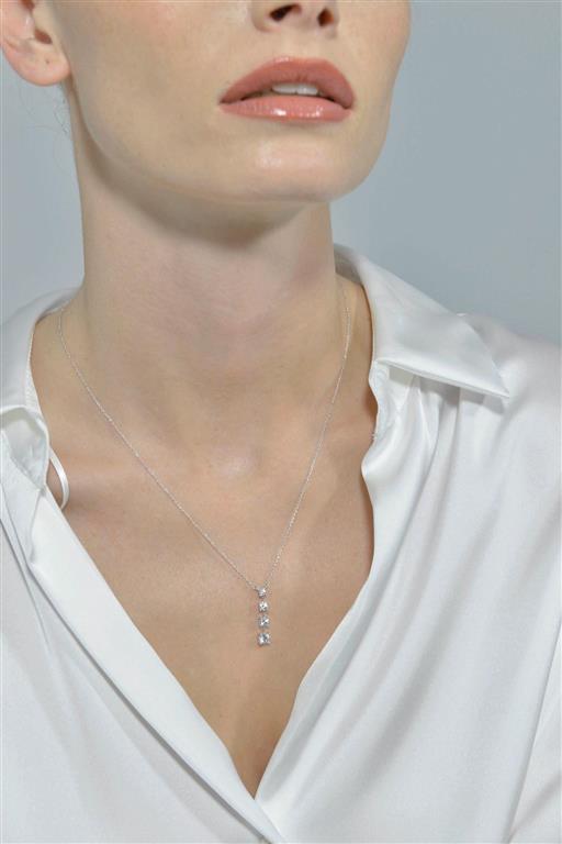 NECKLACE SILVER 925 RHODIUM STRIP FOUR CZ