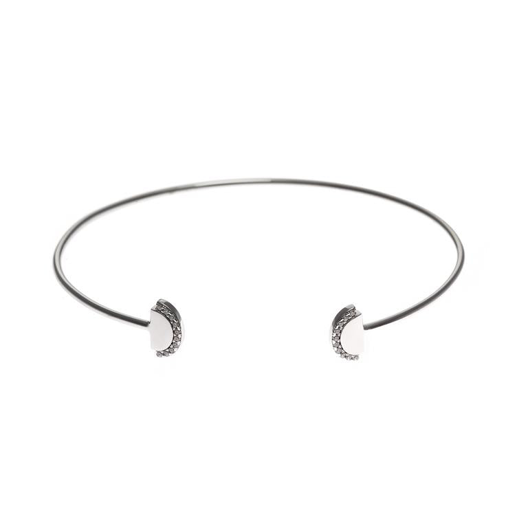 BRACELET BANGLE SILVER 925 RHODIUM HALF CIRCLE