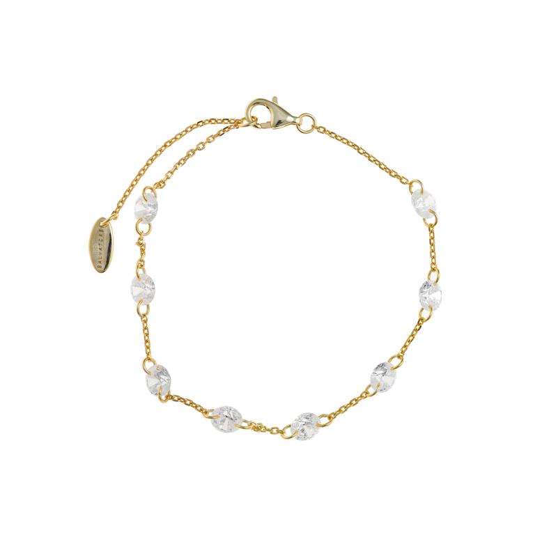 BRACELET SILVER 925 PLATED GOLD CZ WHITE