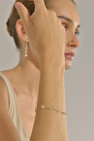BRACELET SILVER 925 PLATED GOLD CZ WHITE