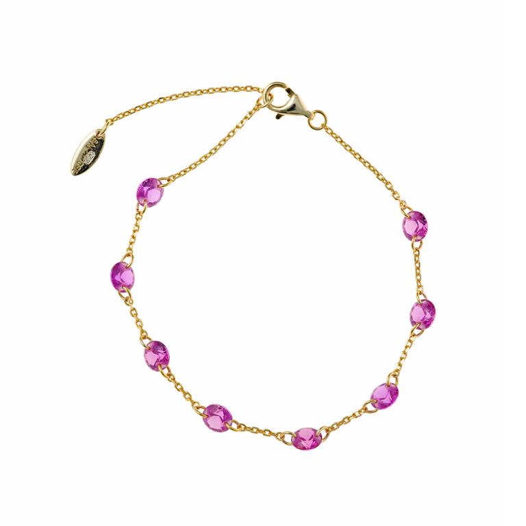 BRACELET SILVER 925 PLATED GOLD CZ RUBY