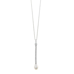 NECKLACE SILVER 925 RHODIUM STRIP CZ WHITE