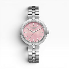 Lee Cooper London | Pink Guilloché Silver Bubble-Link Watch — 32mm