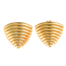 Load image into Gallery viewer, STRATA - EARRING METAL PLATED GOLD TRIANGLE LINES