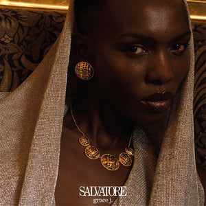MADRAS - NECKLACE METAL PLATED GOLD FIVE CIRCLES SQUARES