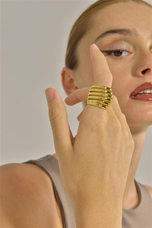 RING METAL PLATED GOLD LINES