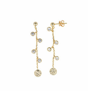 EARRING SILVER 925 PLATED GOLD CHAIN CHATON