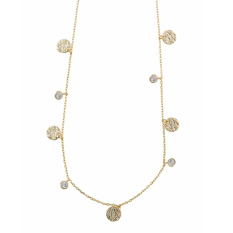 NECKLACE SILVER 925 PLATED GOLD CHATON CZ