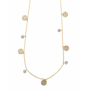 NECKLACE SILVER 925 PLATED GOLD CHATON CZ