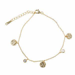 BRACELET SILVER 925 PLATED GOLD CHATON CZ