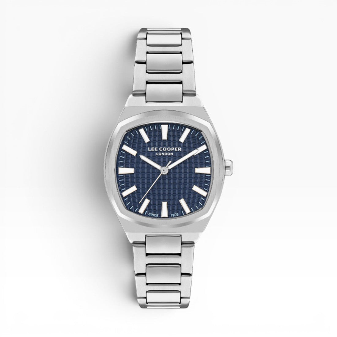 Lee Cooper London | Navy Blue Textured Cushion Silver Watch — 42mm