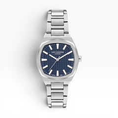 Lee Cooper London | Navy Blue Textured Cushion Silver Watch — 33mm