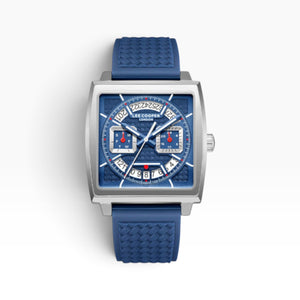 Lee Cooper London | Navy Blue Multifunction Square Silver Watch — 39mm