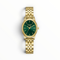 SUL EXTRAS Lee Cooper women's watch with a green oval dial and gold-tone metal link strap and jewellery clasp.
