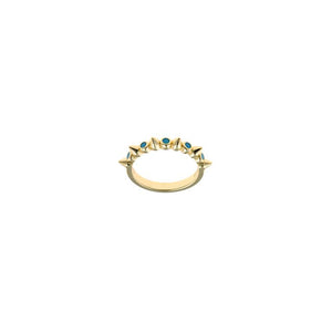 RING SILVER 925 PLATED GOLD SPIKE CHATON