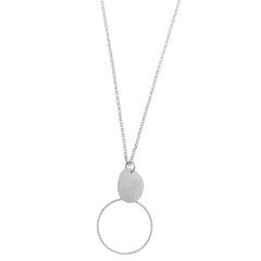 NECKLACE SILVER 925 RHODIUM OVAL SATIN CIRCLE