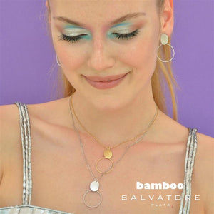 NECKLACE SILVER 925 RHODIUM OVAL SATIN CIRCLE