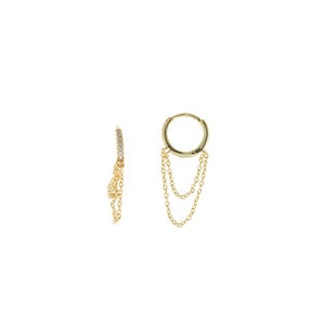 EARRING SILVER 925 PLATED GOLD RING CZ