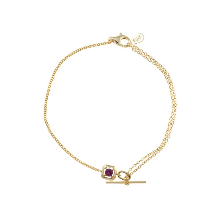 BRACELET SILVER 925 PLATED GOLD SQUARE CZ