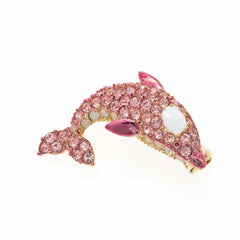 BROOCH HIGH BIJOU METAL PLATED GOLD CRYSTAL