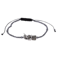 BRACELET SILVER 925 PLATED RUTHENIUM SKULL WITH