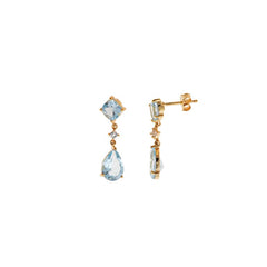 EARRING SILVER 925 PLATED GOLD TOPAZ BLUE