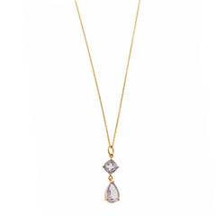 NECKLACE SILVER 925 PLATED GOLD AMETHYST SQUARE