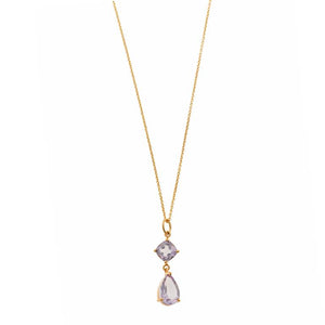 NECKLACE SILVER 925 PLATED GOLD AMETHYST SQUARE