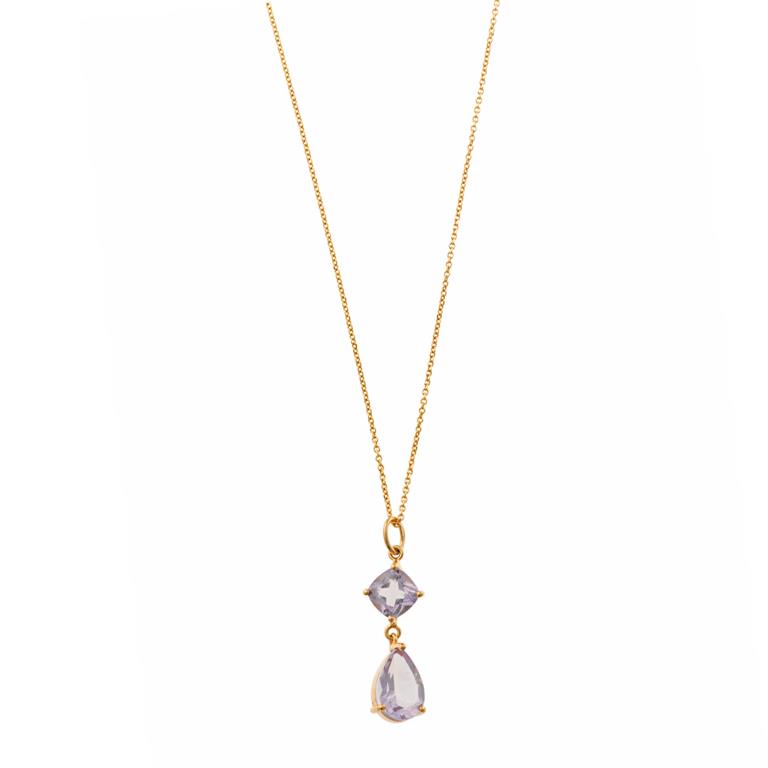 NECKLACE SILVER 925 PLATED GOLD AMETHYST SQUARE