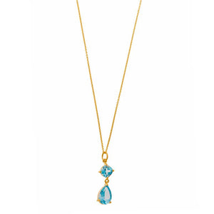 NECKLACE SILVER 925 PLATED GOLD TOPAZ BLUE