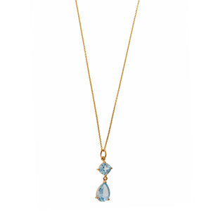 NECKLACE SILVER 925 PLATED GOLD TOPAZ BLUE