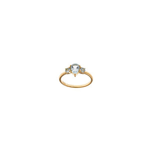 RING SILVER 925 PLATED GOLD TOPAZ BLUE