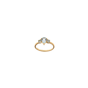 RING SILVER 925 PLATED GOLD TOPAZ BLUE