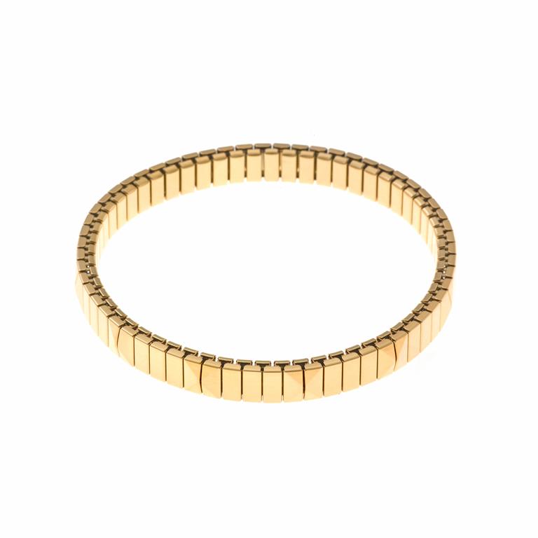 BRACELET STEEL PLATED GOLD PYRAMIDS SMOOTH ADJUSTABLE