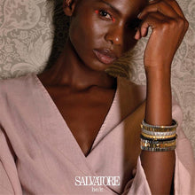 تحميل الصورة إلى عارض المعرض، BRACELET STEEL PLATED GOLD PYRAMIDS SMOOTH ADJUSTABLE