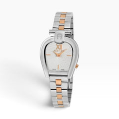 Aigner Sassari | White Guilloché Two-Tone Rose Gold & Silver Women's Watch — 28mm