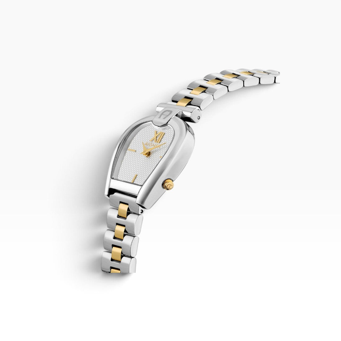 Aigner Sassari | White Guilloché Two-Tone Yellow Gold & Silver Women's Watch — 28mm
