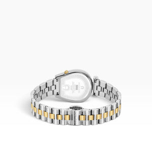 Aigner Sassari | White Guilloché Two-Tone Yellow Gold & Silver Women's Watch — 28mm