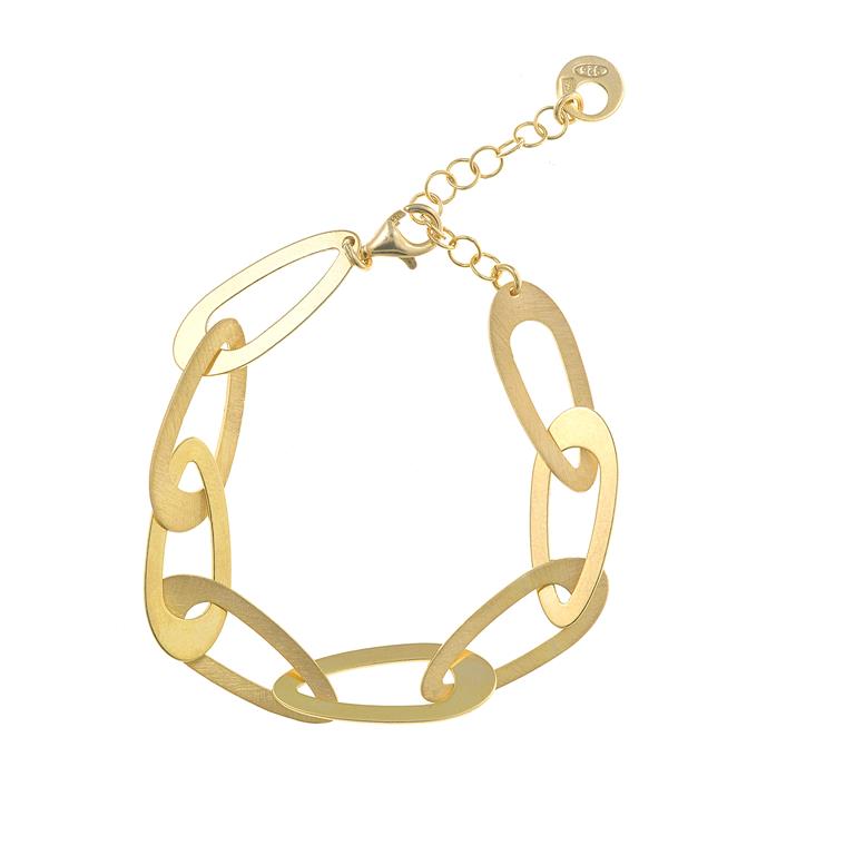 GOLD PLATED LINKS OVAL BRACELET- SILVER 925