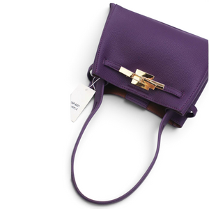 SUL EXTRAS Adèle purple grained synthetic shoulder bag with gold-tone belt hardware and single handle