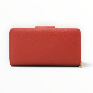 SUL EXTRAS Tom & Eva Léonie wallet in red pebbled leather-effect finish with gold-tone hardware details.