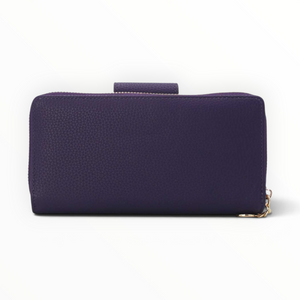 SUL EXTRAS Tom & Eva Léonie purple pebbled leather-effect wallet with gold-tone hardware and zip-around closure