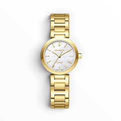 SUL EXTRAS Lee Cooper women's watch with a gold-tone stainless steel bracelet and a white mother-of-pearl dial.